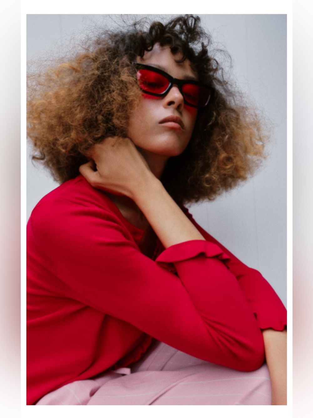 Zara Red Ruffle-Trim Button Front Cardigan - Picture 5 of 10